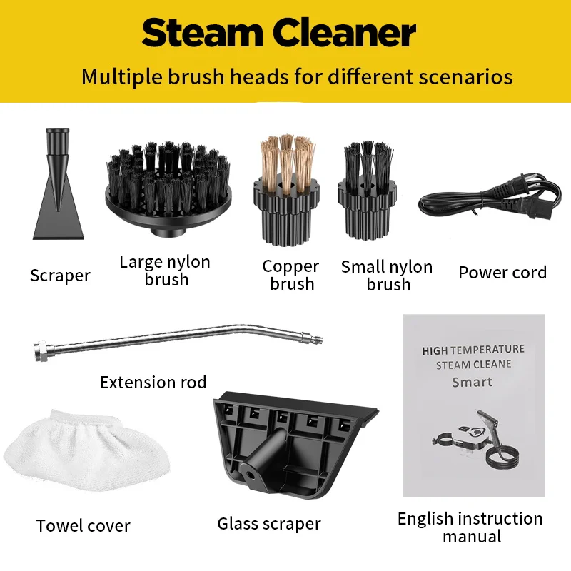 1500W High Pressure and Temperature Handhled Steam Cleaner Commercial Household Air Conditioner Kitchen Hood Car Jet Washer