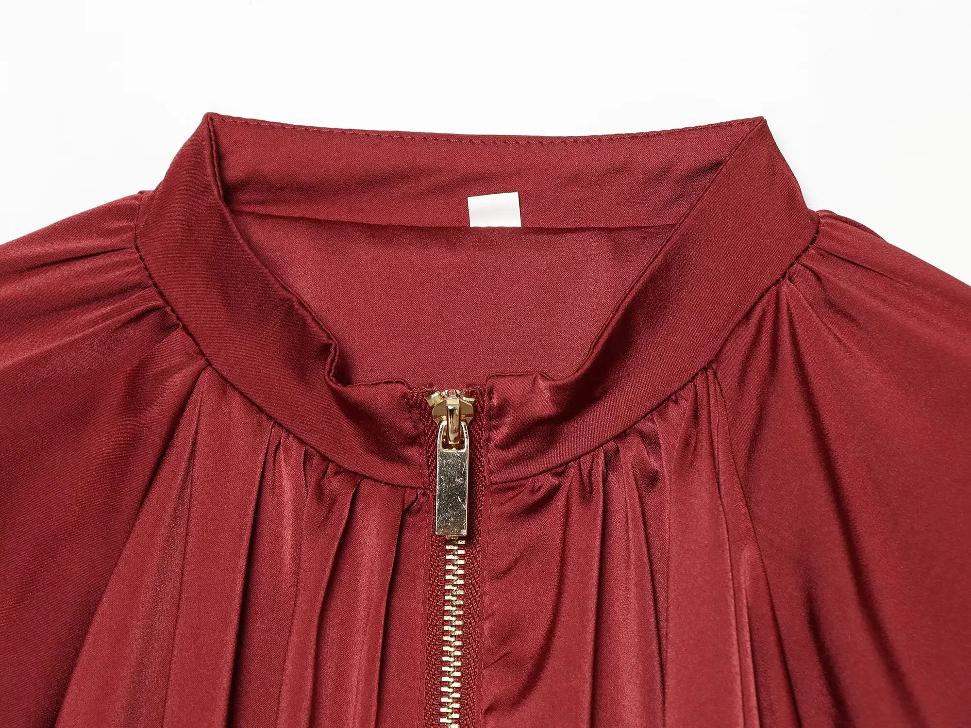 KONDALA Damen Casual Satin Bomberjacke Trendige High-Street Reißverschlussjacke Neu 2026 Frühherbst Elegante Schicke Puffärmel-Jacke – Detail 24