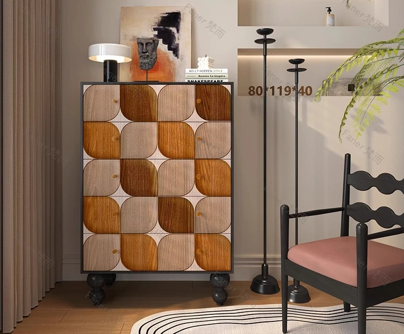 

French retro wall solid wood chest of drawers living room chest of drawers