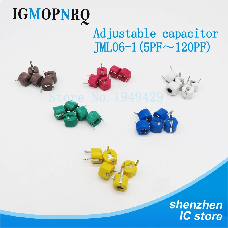 

20 шт. JML06-1 6 мм 5P 10P 20P 30P 40P 50P 60P 70P 120P триммер Регулируемый конденсатор 5PF 10PF 20PF 30PF 40PF 50PF 60PF 70PF