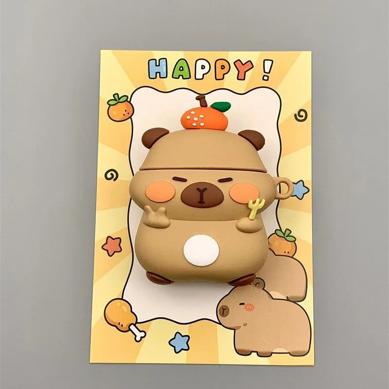 2024 New Miniso Capybara  Airpods Pro Case Creative Cartoon Airpods 1 2 3 Cute Anime Protectuve Covers Toys Girl Birthday Gifts