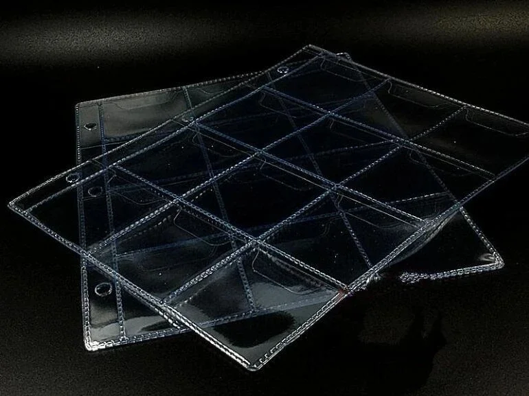 10 PCS/Lot 12 Grids/units PVC Sheets for Coins Album Transparent Inside Pages Put 5cm Coin Holders 230x180mm Inner of Collection