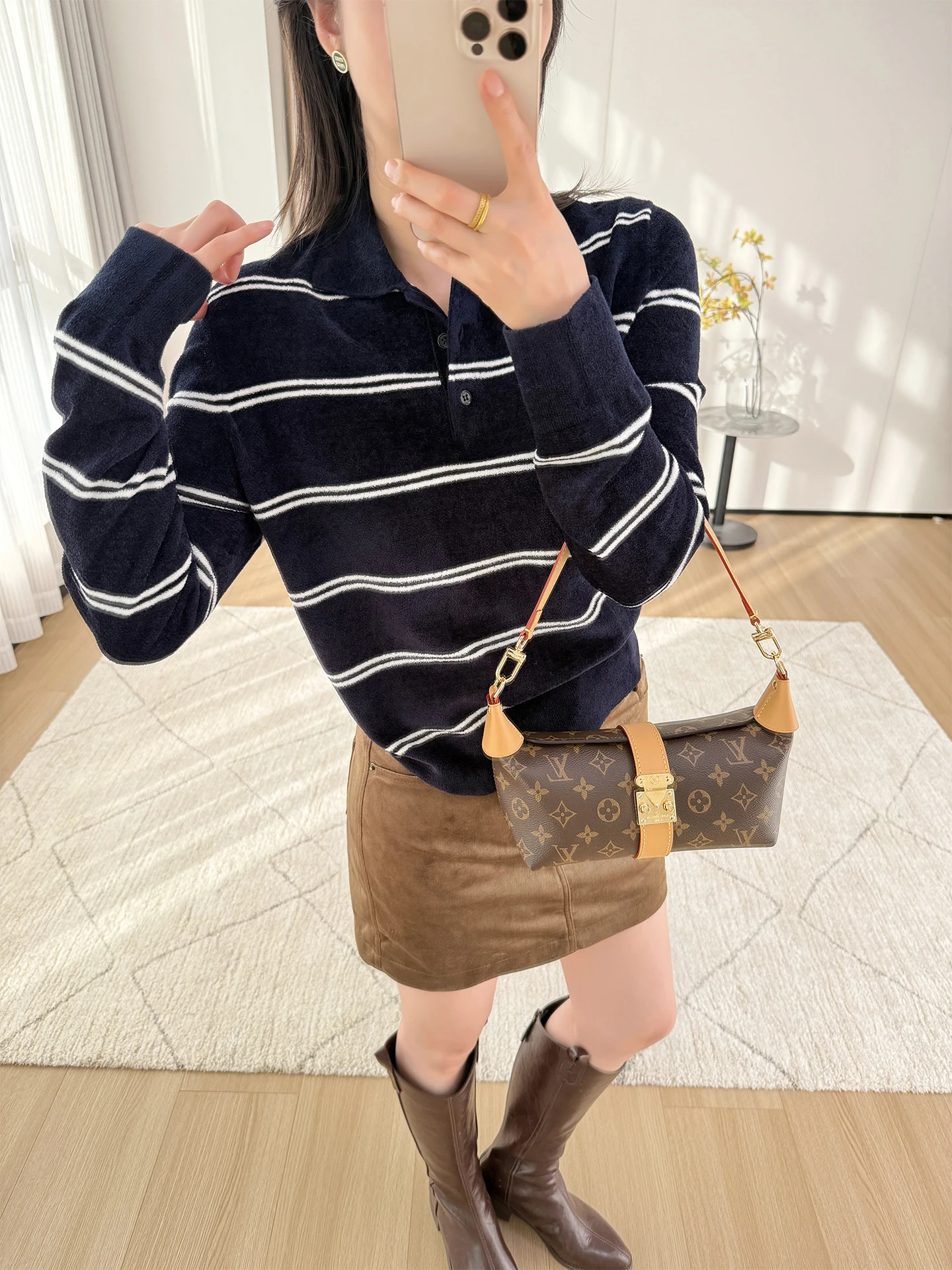 

Теплый вязаный свитер-пуловер для женщин, базовый слой, черно-белые полосы, повседневный стиль, нейлоновое волокно