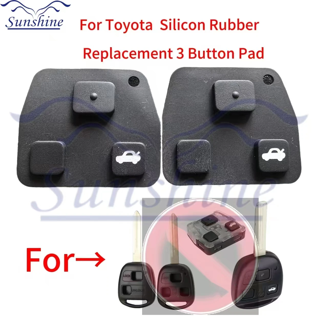 

Sunshine For Toyota Avensis Yaris Carina Corolla Prado Remote Car Key Fob Silicon Rubber Replacement 3 Button Pad For Lexus Rav4