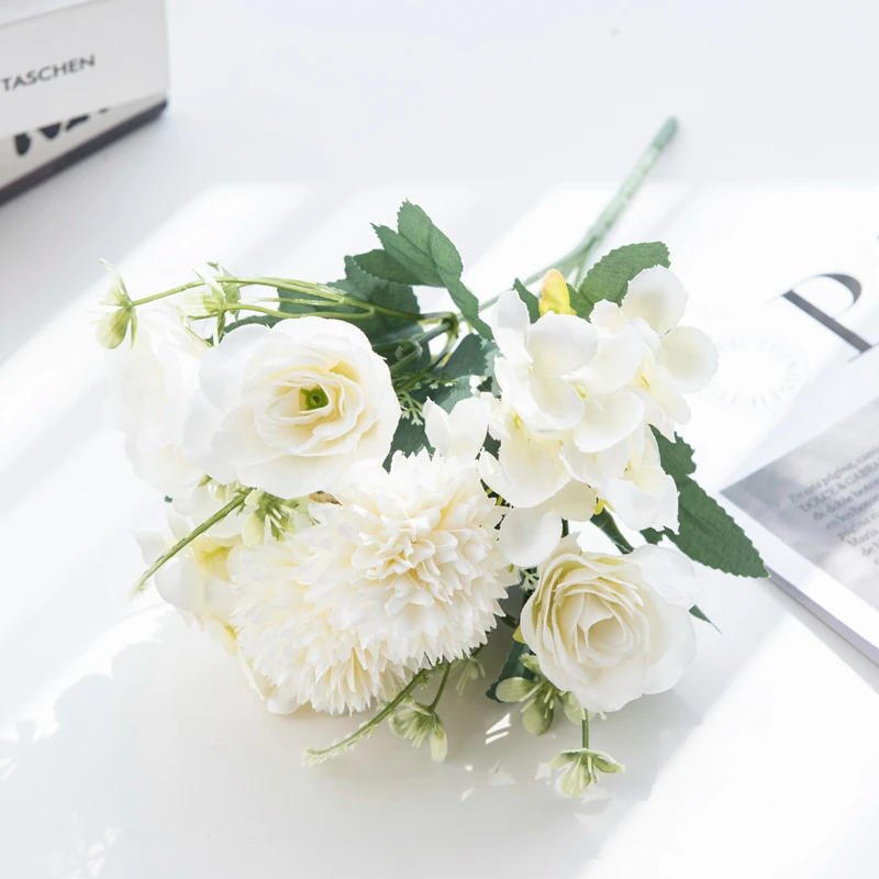 30CM Künstliche Blumen Seide Rosen Hochzeit Bouquet Vase Hause Zimmer Decora Valentine Girlande Scrapbooking Gefälschte Hortensien Diy Geschenke