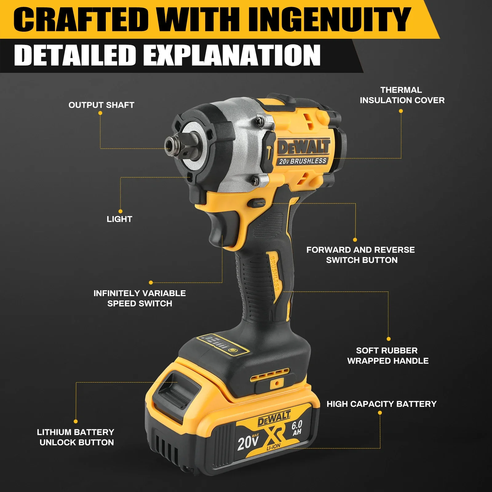 Chave de impacto sem fio DEWALT DCF921 20V máx. 1/2" tem velocidade variável. Seu controle de chave de precisão garante precisão