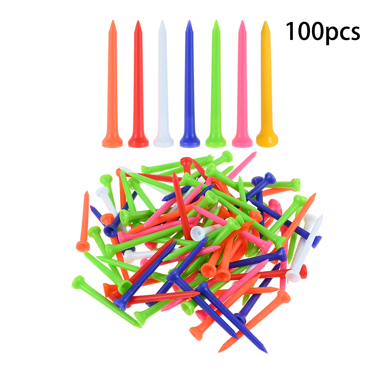 SURIEEN 100PCS/ LOT +70mm 2 3/4 inch Mixed Color Cup Tip Plastic Golf Tees Driver Training Golf Accessories Ball Wood Golf Tees