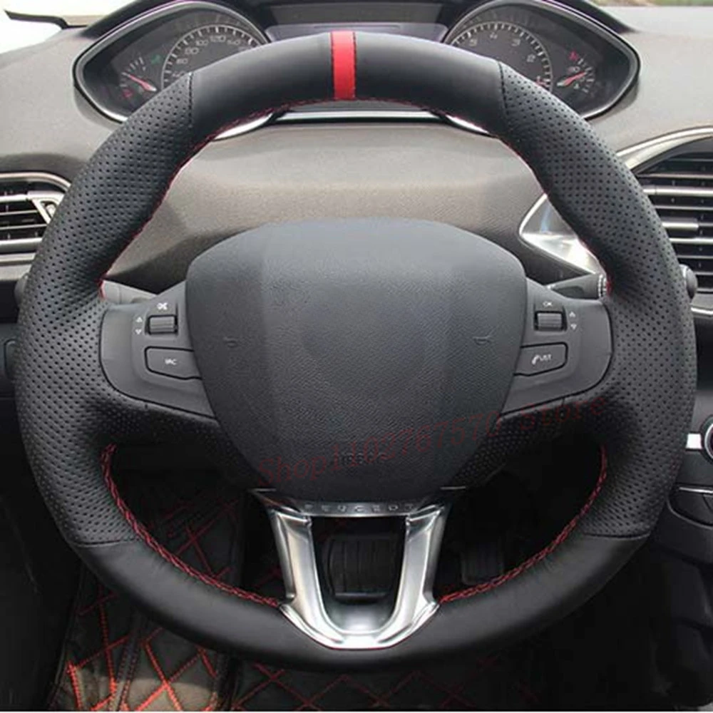 

Hand-stitched Anti-slip Artificial Leather Car Steering Wheel Cover For Peugeot 208 2008 Breathable Auto Interior Accessories