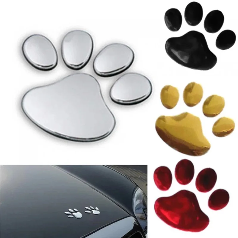 Pegatina de PVC para coche, calcomanía con diseño de huella de perro y gato, 3D, 2 piezas