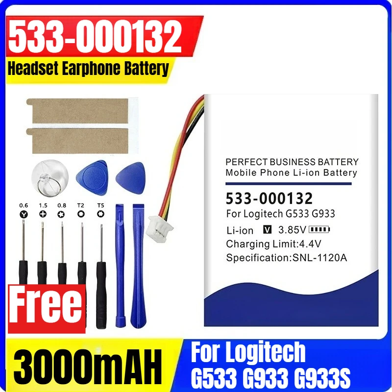 

3000mAH 533-000132 Headset Earphone Battery for Logitech G533 G933 G933S