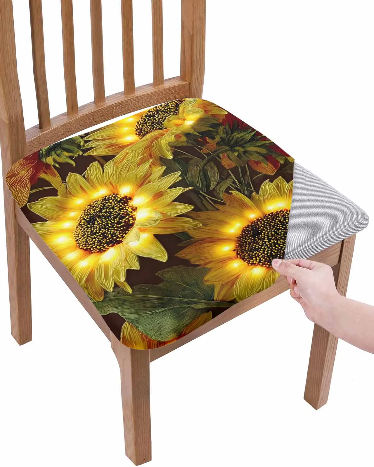 

Светящиеся элементы подсолнечника, эластичный чехол на стул, защитный чехол для офисного компьютера, чехлы для домашнего кухонного стула