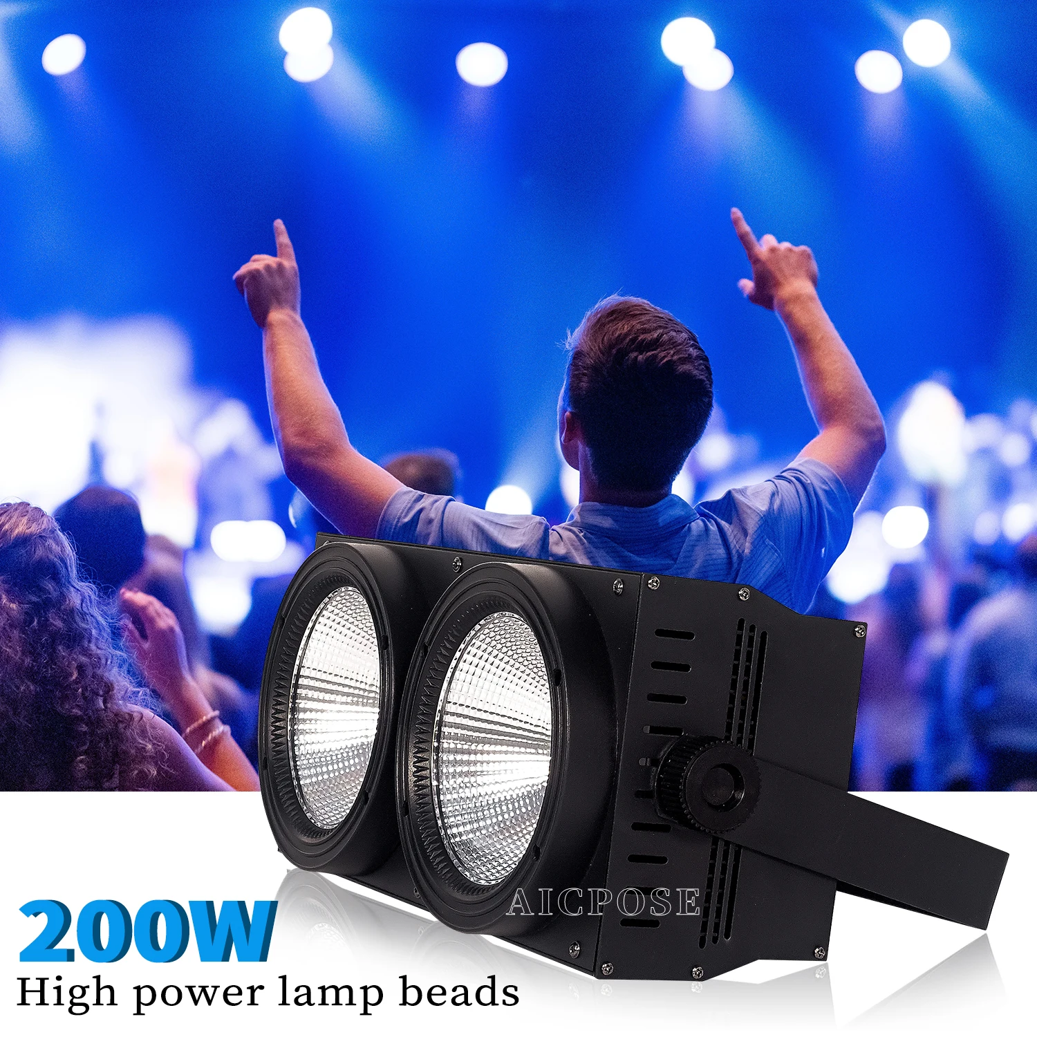 Imagem -03 - Cob Led Audience Light 2x100w 2in Cob Branco Frio Quente Blinder Control Opcional Individualmente