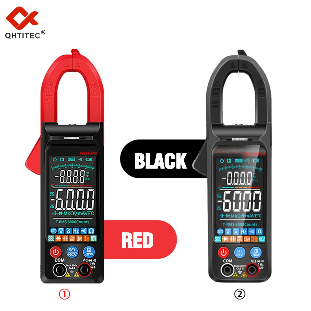 Qhtitec Digitale Klem Meter Multimeter 6000 Telt Dc/Ac Stroom 400a Amp Multimeter Grote Kleur Scherm Spanningstester Hz Ncv
