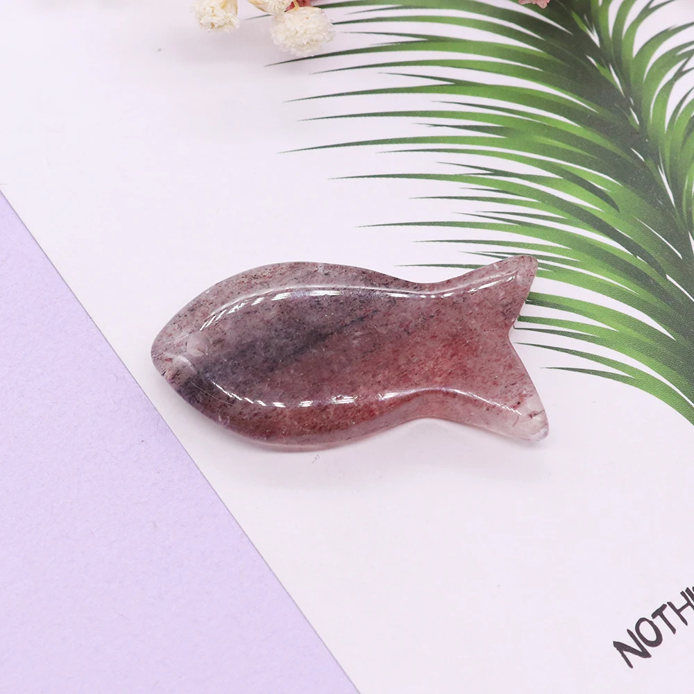 Natural Stone Fish Shape Pendant Amazonite Quartz Crystal Amethyst Opal Agate Lapis Animal Pendants for Jewelry Making Necklace