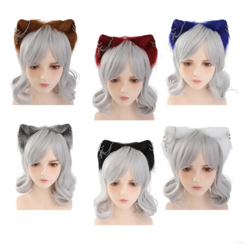 

K1ME Wolf Ears Kitten Handmade Animal Furry Cats Headbands Hair Hoop for Live Show