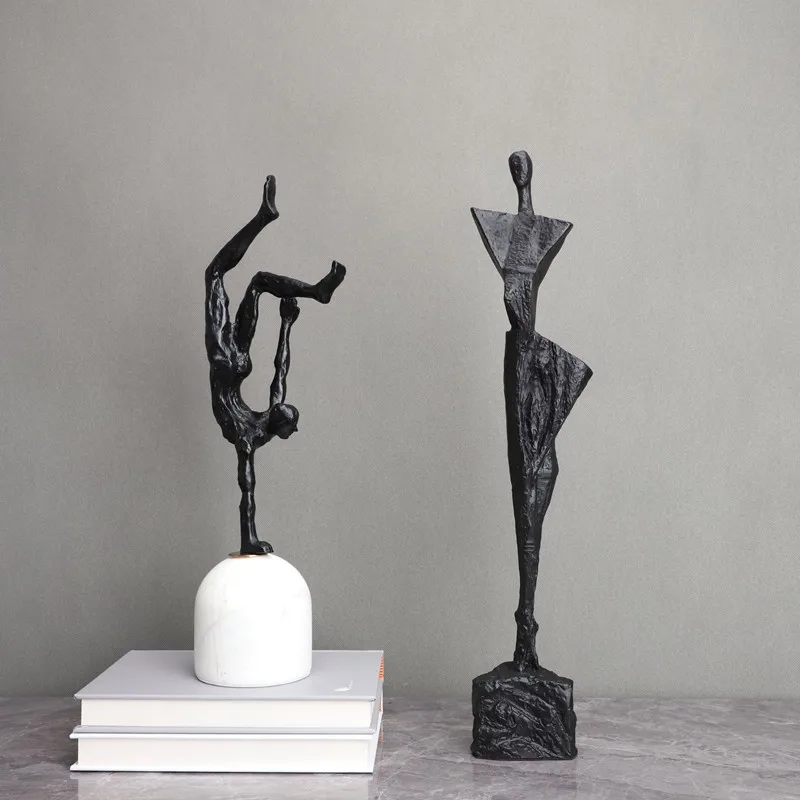 

Creative Black Cast Iron Handstand Human Sculpture Bedroom Study Ornament Living Room Decoration Abstract Crafts Home Decoration