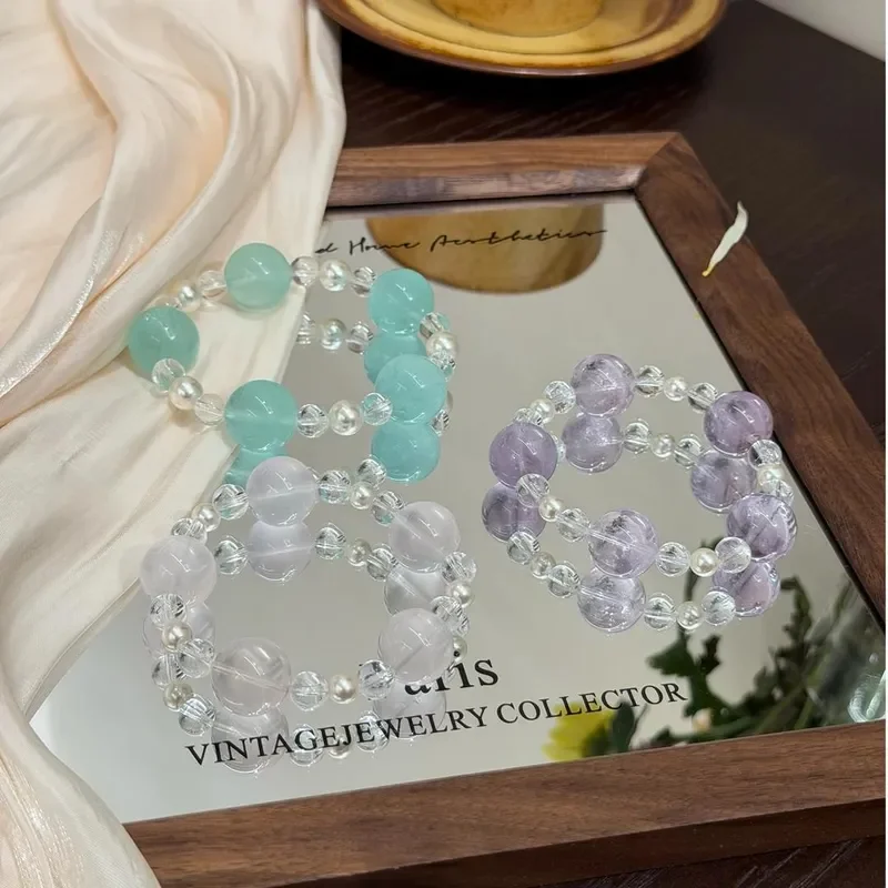 Natural amethyst starlight black powder crystal bracelet, simple design sense, size, Zhutianhe stone white crystal bracelet.