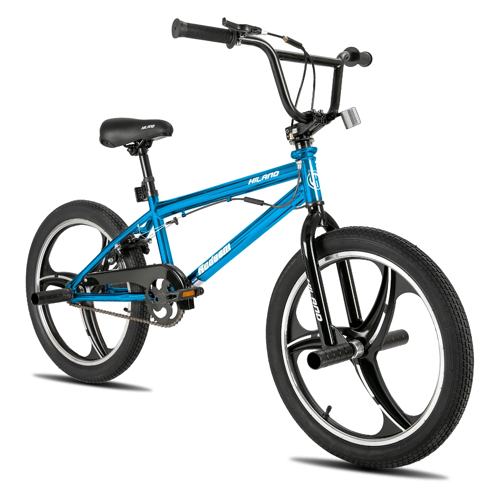 

Детский BMX-велосипед Hiland 20 дюймов с 3 спицами для мальчиков и девочек 5-12 лет, 360-градусный роторный фристайл, 4 педали, односкоростной детский BMX-велосипед