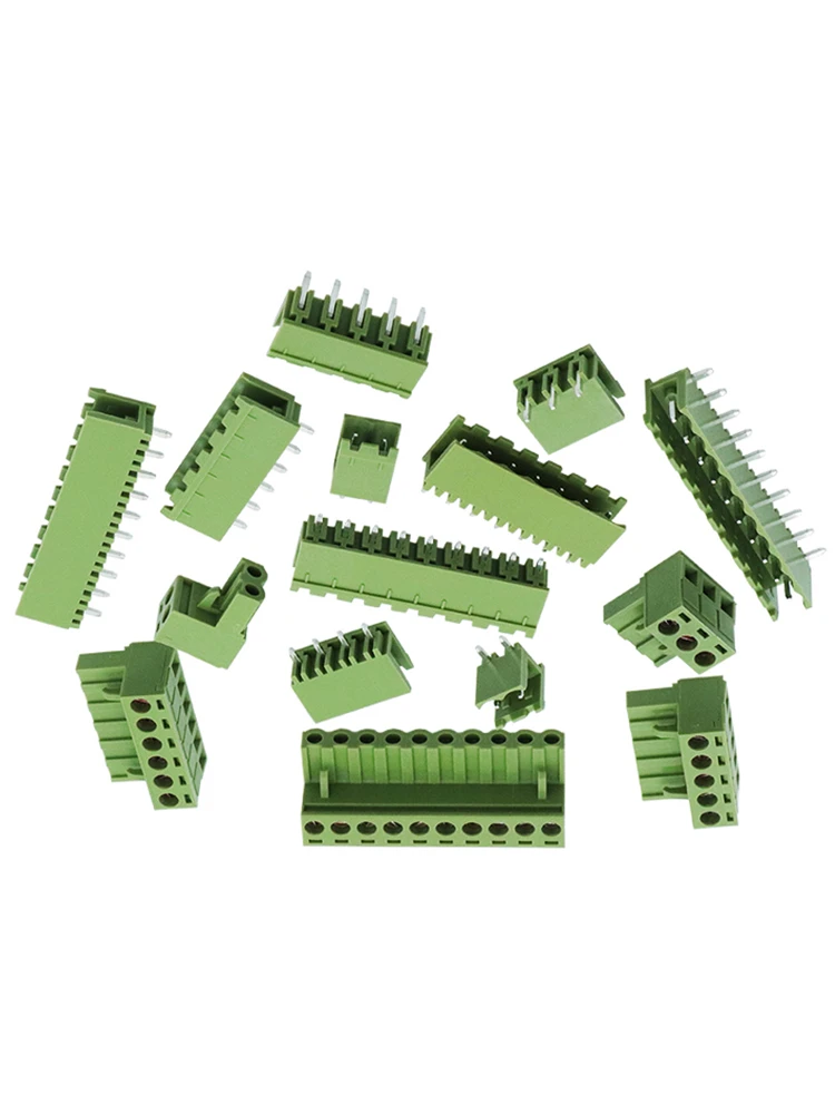 KF2EDGK-Conector enchufable de 5,08mm, terminal de cableado PCB 2P/3/4/5/6/8/10/11/12P, pata recta doblada, juego completo