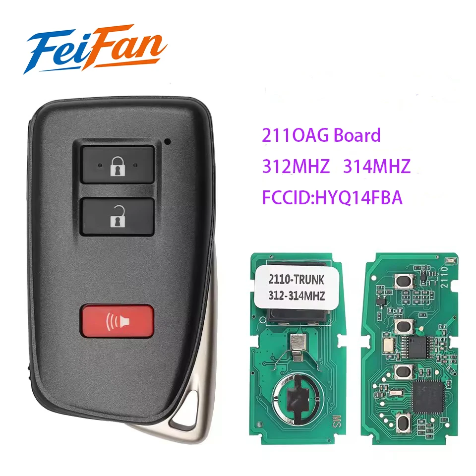 FeiFan Remote Smart Car Key 312MHz-314MHz 2110AG Board 2+1 Buttons For LEXUS RCF 2015-2019 FCC ID: HYQ14FBA