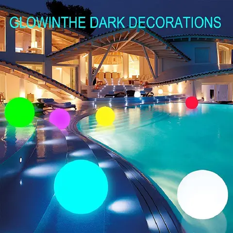 40/120cm Floating Pool Lights Luminous LED Garden Ball Light Color Outdoor Inflatable Glowing Balloon Swimming Pool Beach Ball