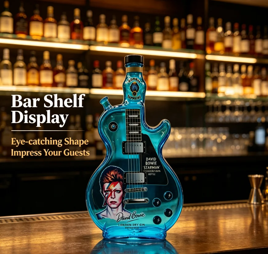 Cool Electric Guitar Form Spirit Decanter Rock Themed Print High Borosilicate Glass Wine Bottle Home Bar Party Table Ornament