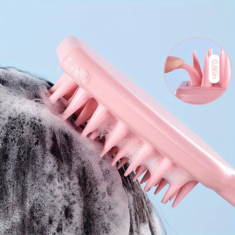 

Soft Silicone Brush Exfoliating Body Shower Brush 2 in 1 Hair and Body Relaxing Scrub Massage Hand Held Long Handle Brush