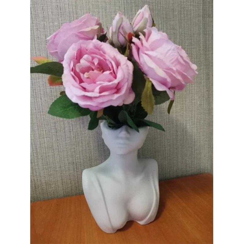 

Creative Abstract Human Face FlowerPot Silicone Mold Home Garden Decor Women Upper Body Sculpture DIY Art Craft Clay Cement Mold