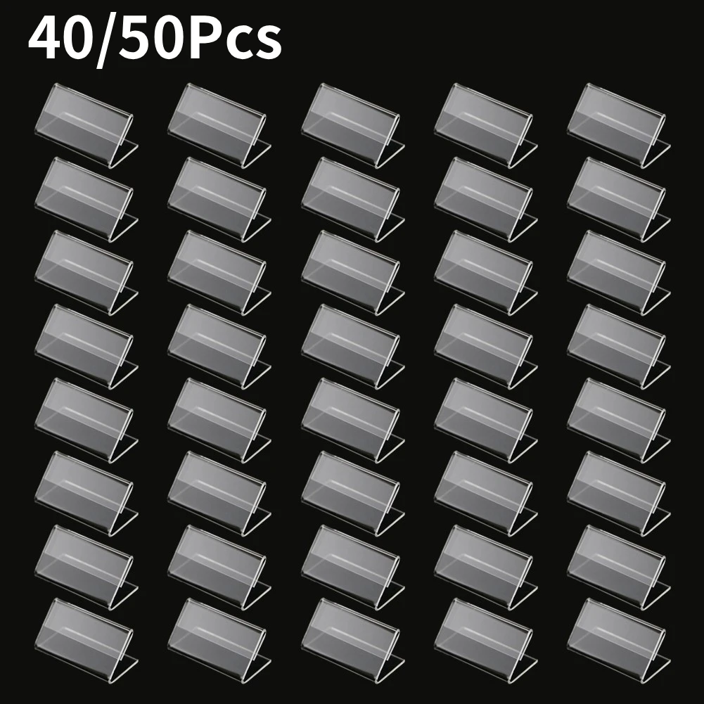 40/50Pcs 2x4cm Clear For Acrylic Display Stand Sign Display Holder Home Party Decor For Displaying Business Card Label Sheets