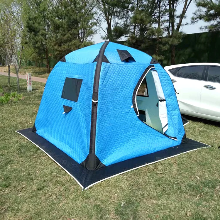 Outdoor Winter Inflatable Ice Fishing Tent Cotton Keep Warm  Three Layer Waterproof Insulation Pop up  Portable Tent