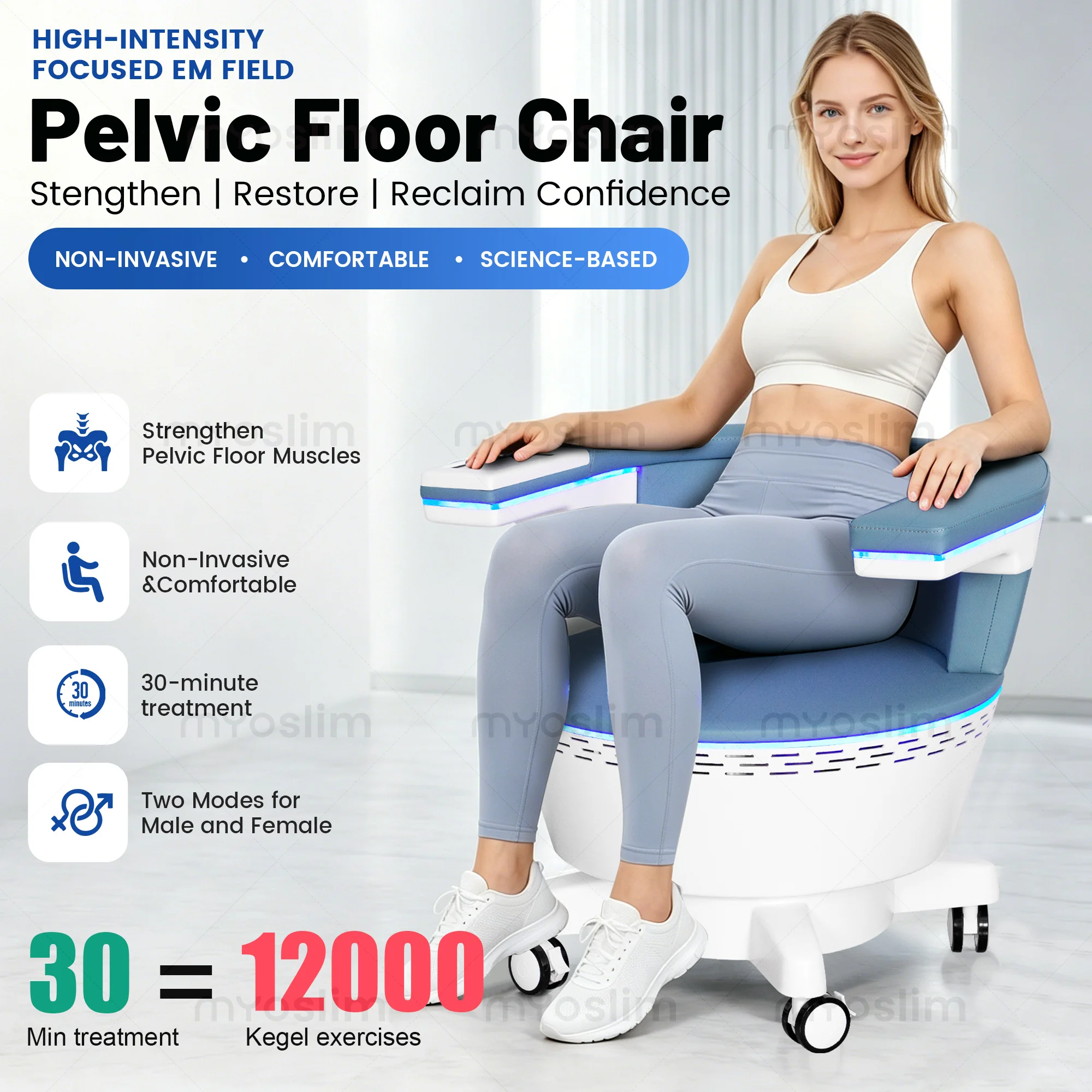 EMS Pelvic Floor Muscle Training Chair - Personal Muscle Stimulator for Urinary Incontinence Treatment Home Health Care Equipmen