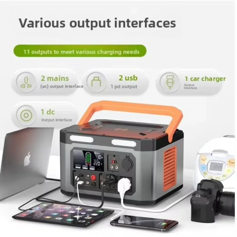 High-Power 1000W Outdoor Mobile Power Station Portable Energy Storage for RV Self-Driving Fast PD65W Charging for Emergency