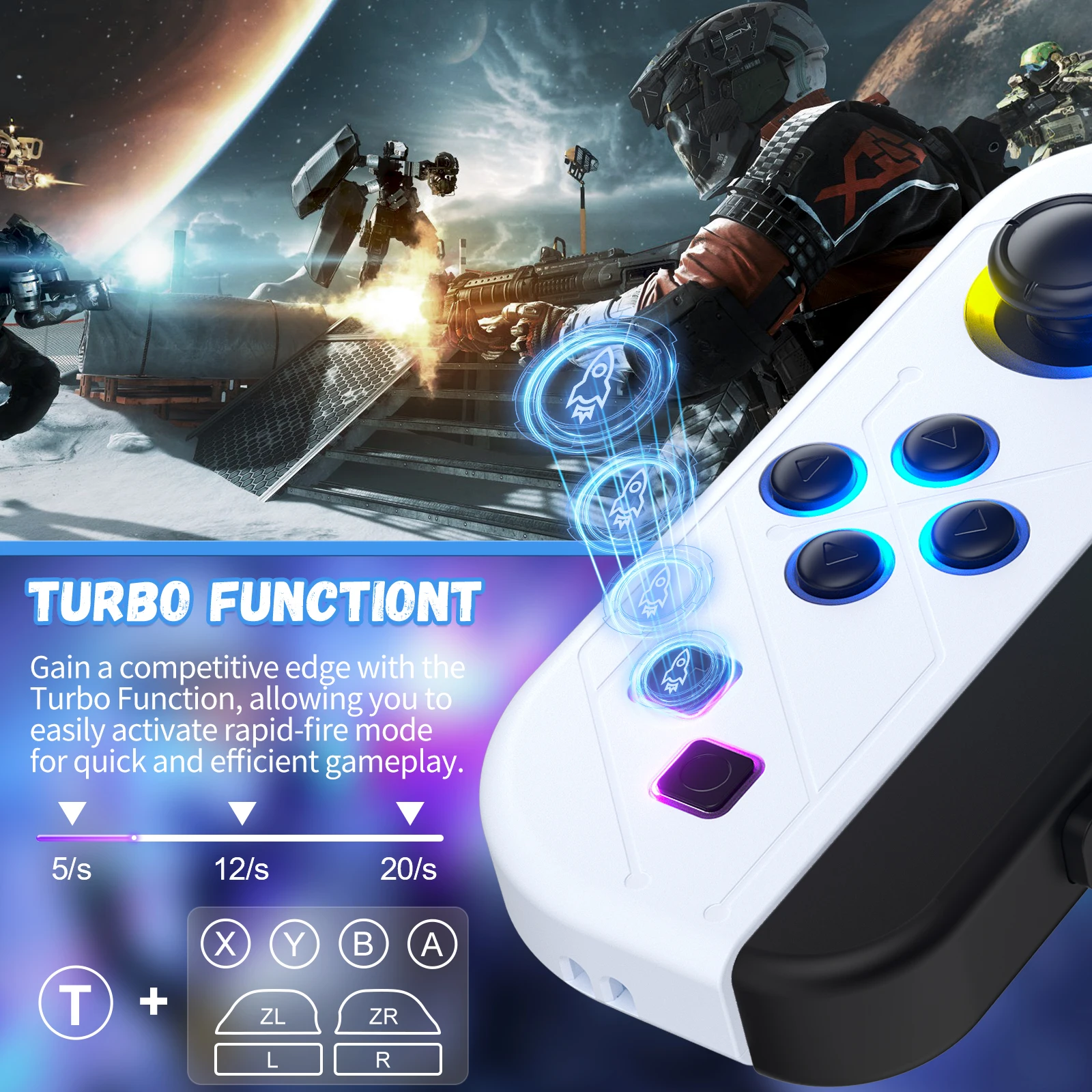 Flash Colored Pattern For Switch/Phone/PC Bluetooth Wireless Game Controller Console Controls Gamepad Vibration - No Strap