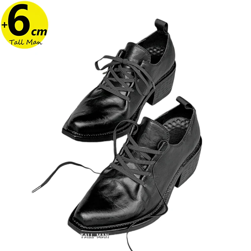 

Men Lift Chunky Shoes Business Elevator Height Increase soles 6CM Plus Size 38-46