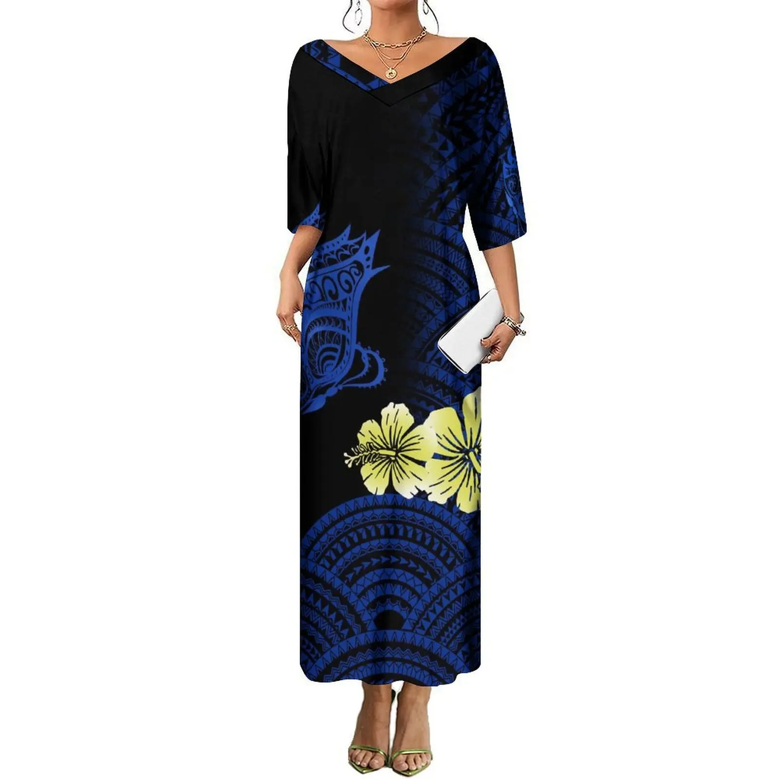 Customizable Polynesian Samoa Fiji Dress Women Summer Casual Floral Print Long Skirt Soft Fabric Comfortable Chic
