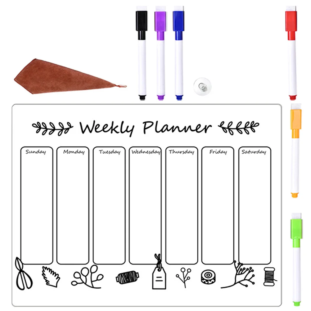 لوحة مخططة أسبوعية مغناطيسية، ثلاجة بلاستيكية، جدول مسح جاف شفاف، تخطيط يومي، قائمة المهام، كتابة مريحة #4