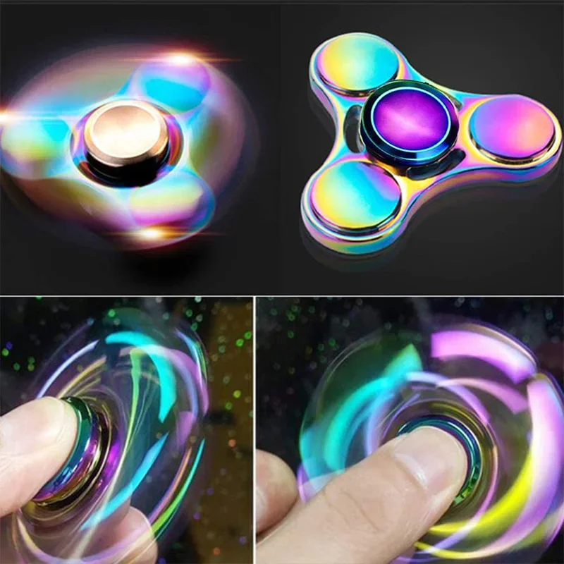 Metal Colorful Finger Spinner Toy Rainbow Fidget Spinner Hand Spinner Anti-Anxiety Toy for Children Adult Relieves Stress Gifts