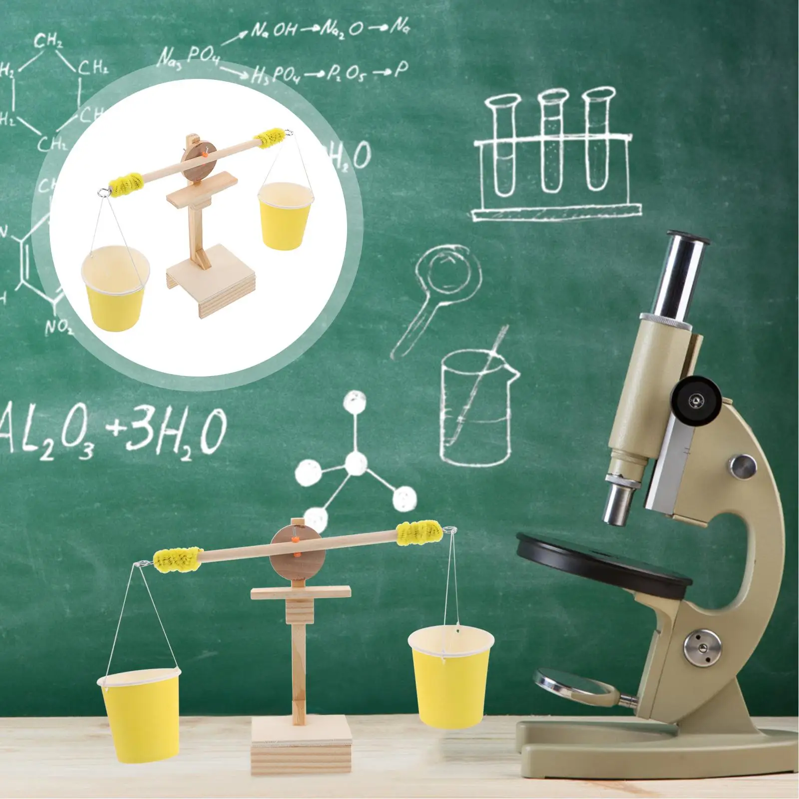 Bilancia per bambini fai-da-te Strumento STEM Bilancia per legno per aula Doppia padella Blocchi di costruzione insonnabili solidi liquidi