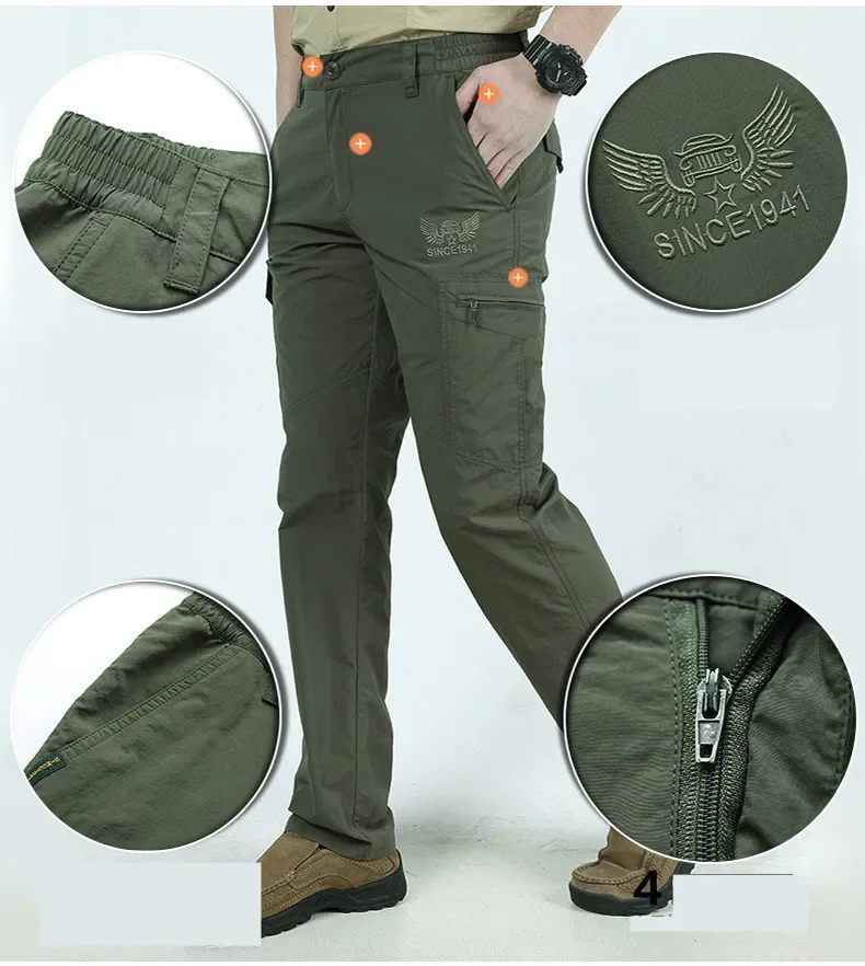 Pantalones informales de secado rápido para hombre, pantalón de estilo militar, táctico, ligero, impermeable, Verano