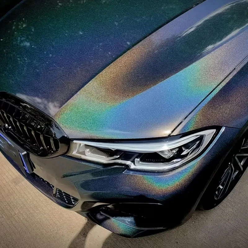 High Quality PET Glossy Rainbow Black Metallic Sparkle Vinyl Wrap Film Roll Self Adhesive Decal Car Wrapping