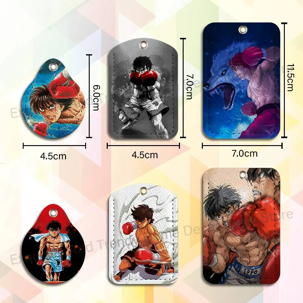 Makunouchi H-Hajime no Ippo Key Tag Ring Leather Card Holder Key Ring Rectangle Access Card Holder