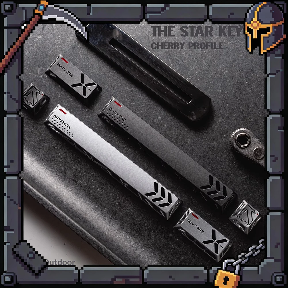 

PBTfans Peripheral Hollow PC Keycaps Metal Factory Height Keyboard Keycaps CNC Hollow Aluminum Alloy For PC Accessories Gifts