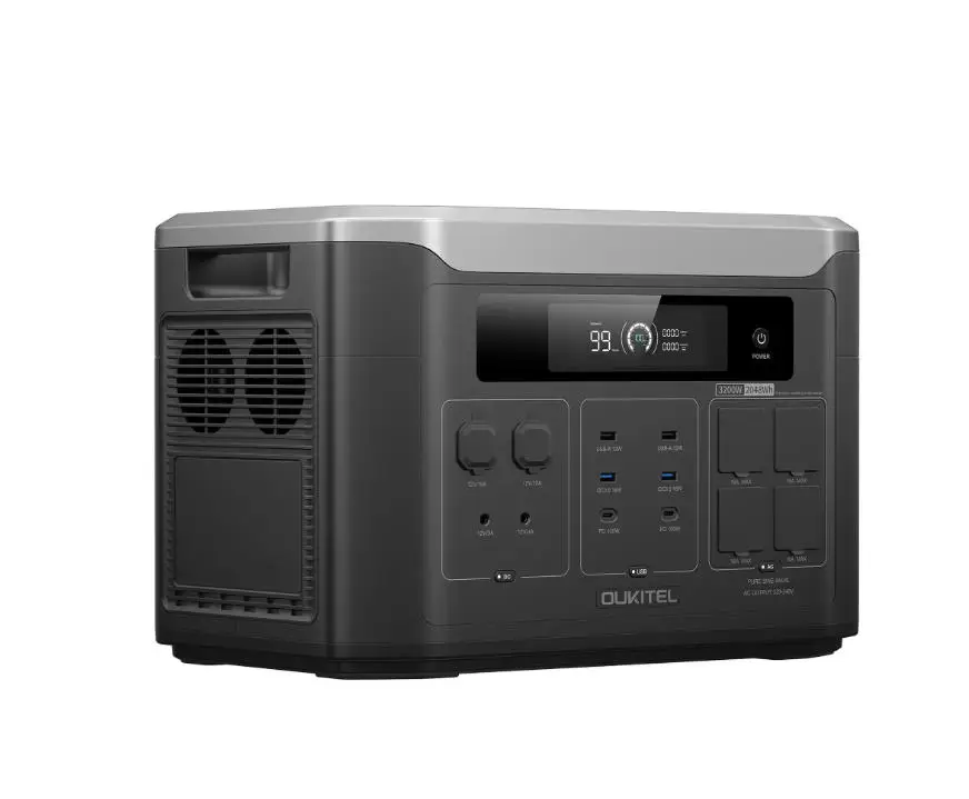 OUKITEL BP3000 Draagbare Power Station 3200W Continu vermogen 2048Wh LiFePO4-batterij Op zonne-energie werkende generator, draagbare noodstroomvoorziening voor stroomuitval in huis, kamperen in de
