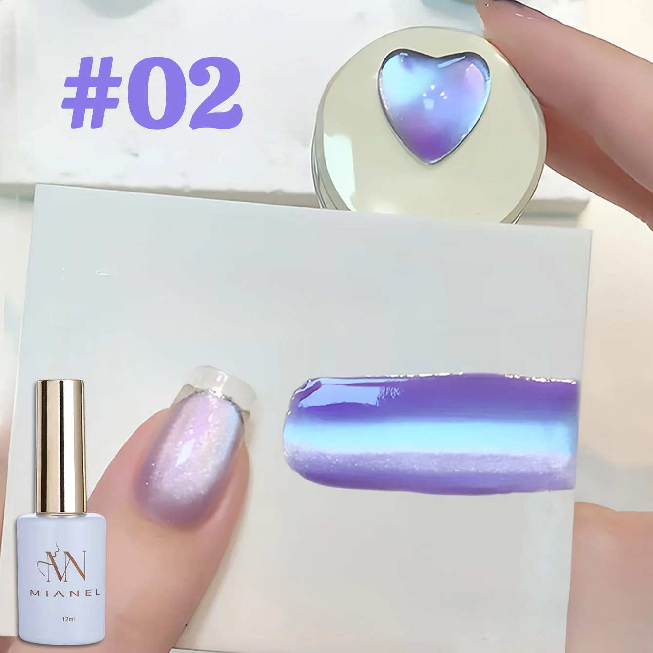 MIANEL 12ML Hot Selling Night Purple Glass Bead Cat Eye Magnet Gel Nail Polish Pink Nails Ceramic Moonlight Cat Eye Gel Polish