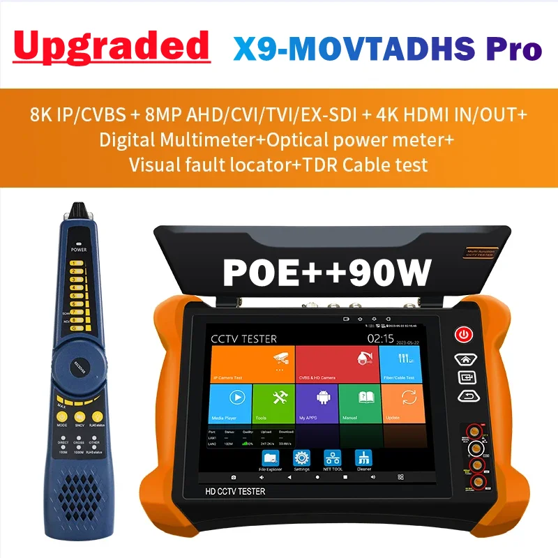 

Top CCTV IPC Camera Tester 8 inch 2K Retina Display Anti-Sunlight Cover PoE++ 8K IP Camera Testing 8MP ADH TVI CVI Test Monitor