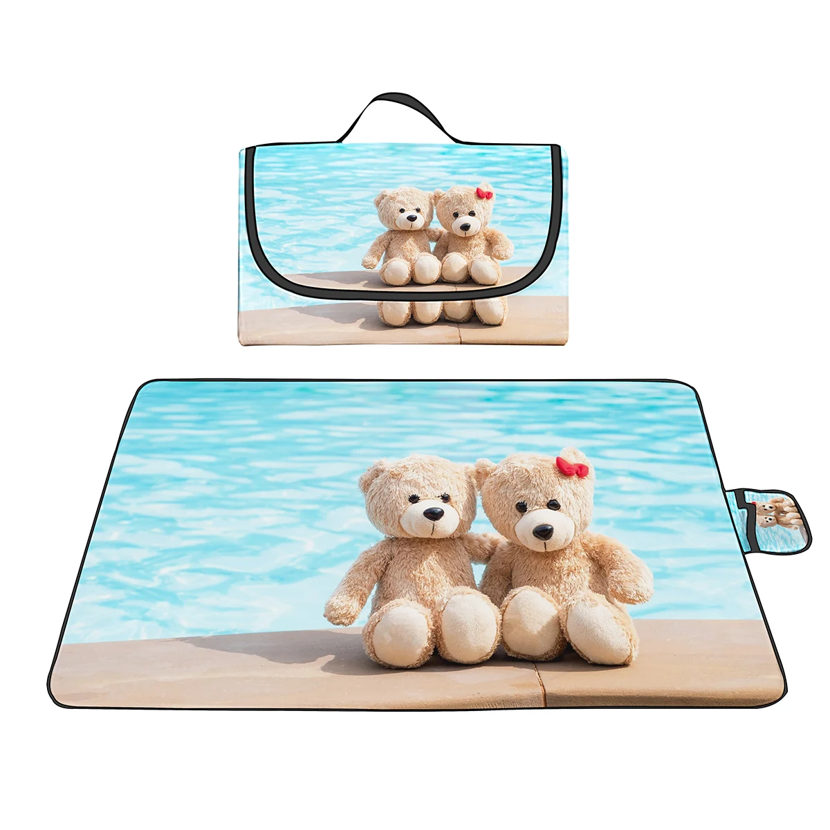 

Outdoor Sandproof & Waterproof Picnic Blankets,Cute Teddy Bear Beach Blanket Mat,Durable Soft Rug for Camping,Hiking,Travelling