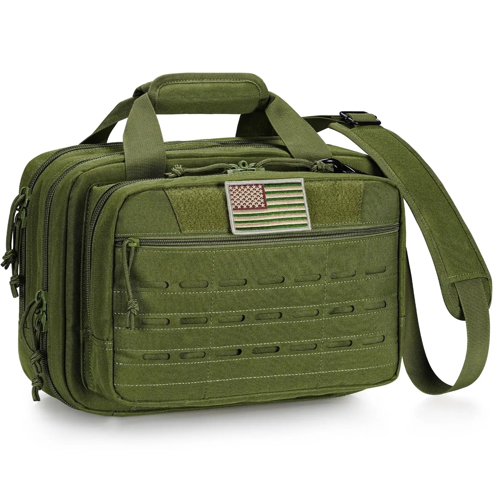 CVLIFE Tactical Gun Range Bag Case Pistol Handgun Carrying Lockable 3 Compartments Outdoor Hunting Shooting