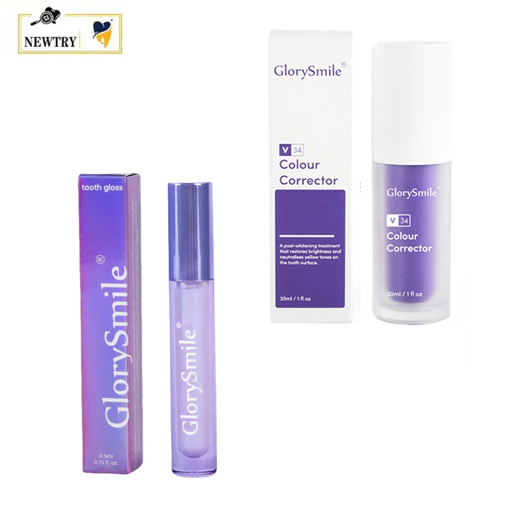 V34 Purple Tooth Colour Corrector Serum Instant Whitening Color Corrector Essence Press Bottle Stain Removal Mousse Toothpaste
