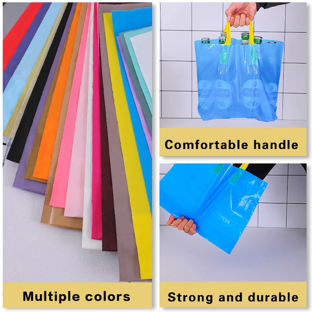 100pcs Custom Logo Colorful Shopping Bags With Handle Plastic Gift Bag Print One Color Logo On Double-sided Free Design Print