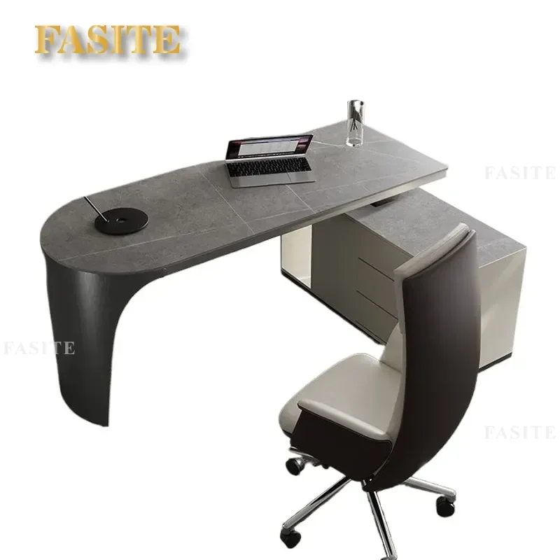 For Modern Simple Light Luxury Rock Slab Desk Computer Table and Chair Combination Office Home Writing Corner Desk Durable